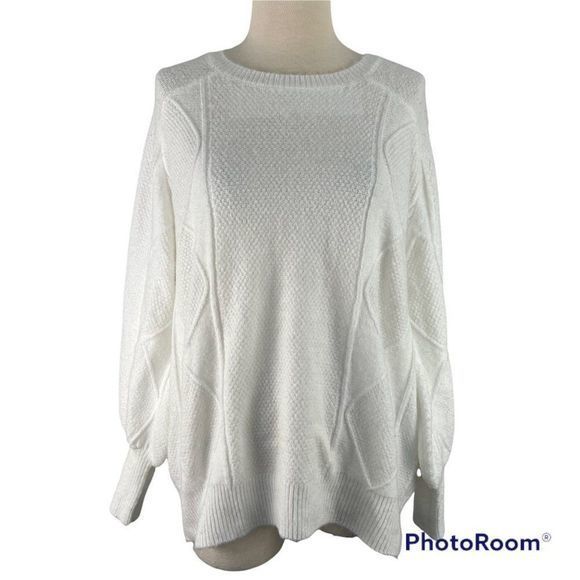 NWT SWEET ROMEO White Crew‎ Neck Sweater with Geometrical Design (M) - Picture 6 of 6